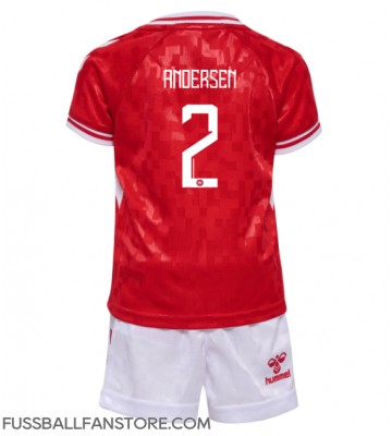 Dänemark Joachim Andersen #2 Replik Heimtrikot Kinder EM 2024 Kurzarm (+ Kurze Hosen)
